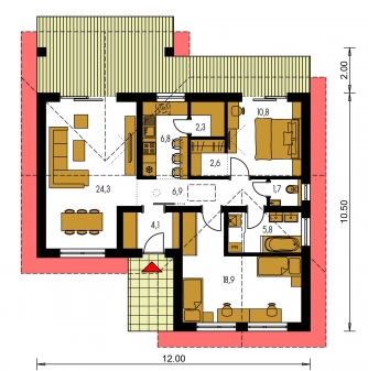 Grundriss des Erdgeschosses - BUNGALOW 160